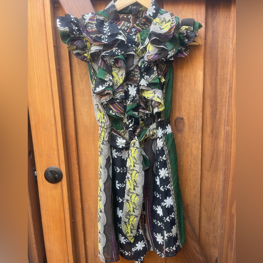 Victorian Ruffled Floral 60s 70s Vintage Style Romantic Mini Dress Boho Bohemian